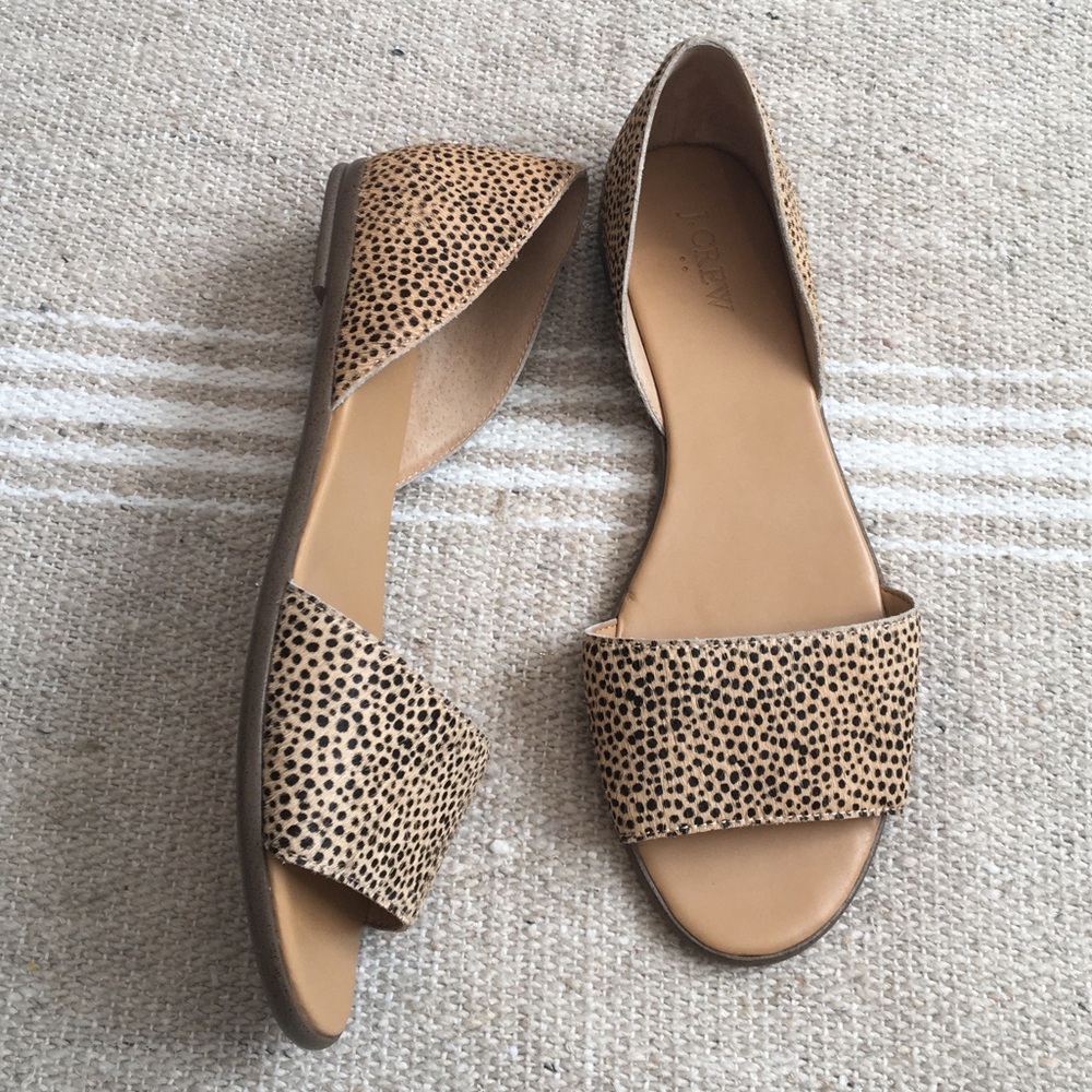 J. Crew Morgan Calf Hair Peep Toe Slip On Flats 9 - Picture 1 of 6
